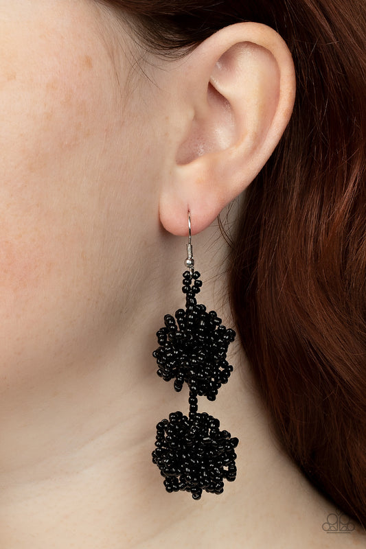 Celestial Collision - Black Earring Paparazzi Accessories. #P5ST-BKXX-060XX.