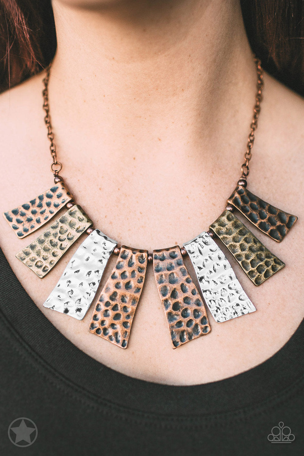 A Fan of the Tribe Multi Necklace Paparazzi Accessories. Get Free Shipping! #P2TR-CPBR-001XX