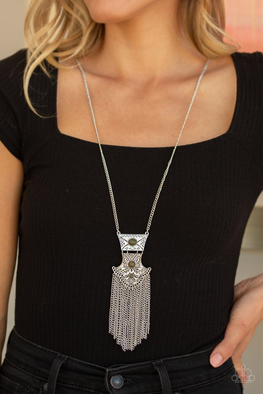 Totem Tassel - Green Stone Tribal Necklace