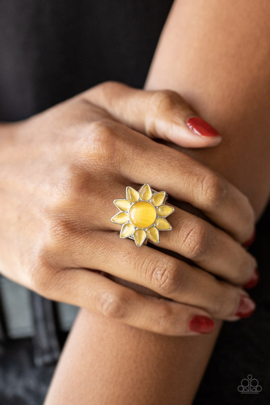 Blossoming Sunbeams Yellow Ring Paparazzi Accessories. Get Free Shipping. #P4ST-YWXX-002XX