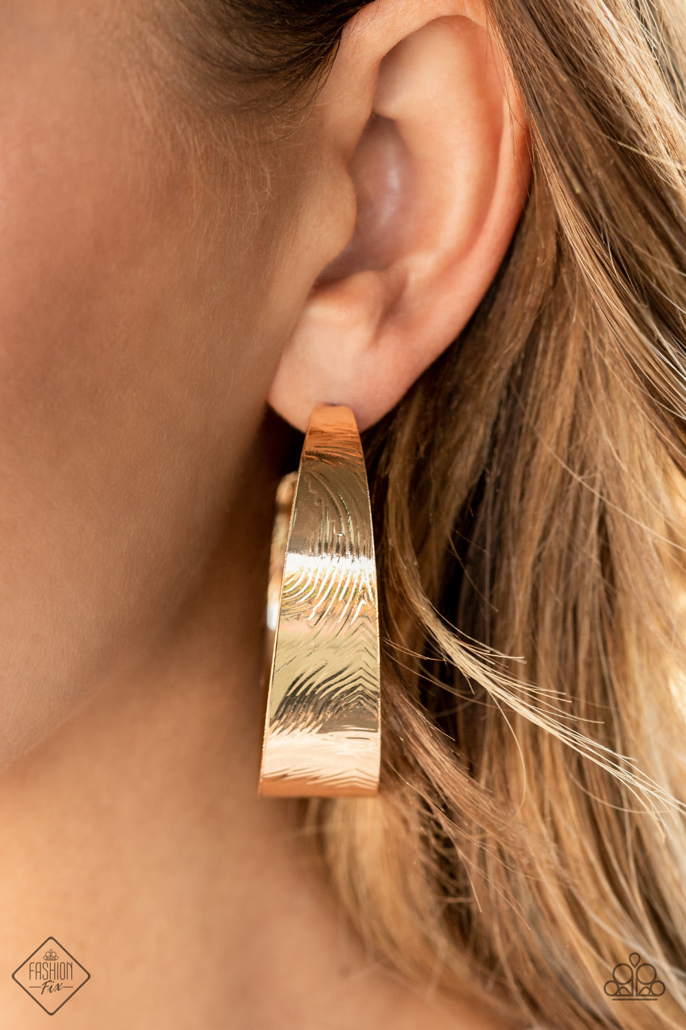 Paparazzi Earrings ~ Curve Crushin - Gold Hoop Earring