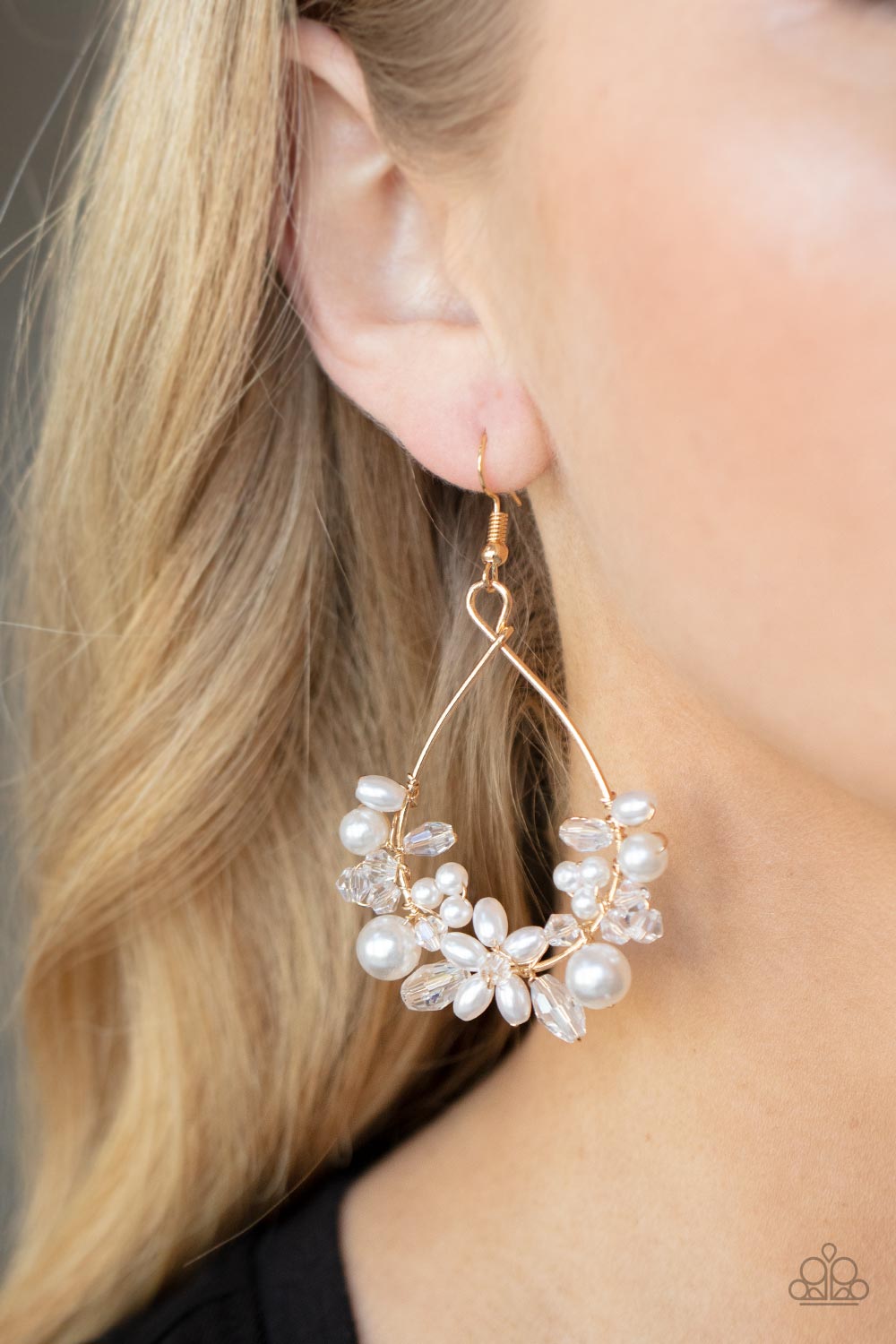 Paparazzi Marina Banquet - Gold Earrings with white pearls. Subscribe & Save. #P5RE-GDXX-234XX