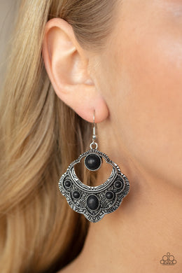 Paparazzi Saguaro Sunset Black Earrings. #P5SE-BKXX-264XX. Get Free Shipping. Tribal Fashion