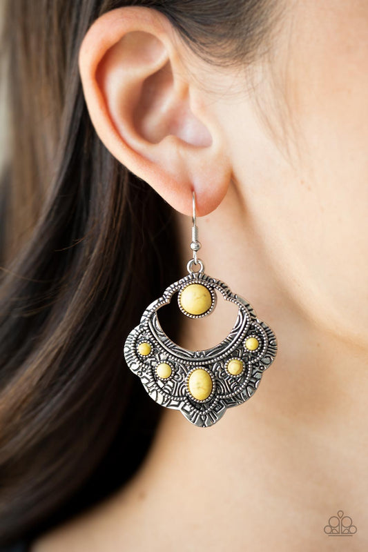 ​Saguaro Sunset Yellow Earrings Paparazzi Accessories. #P5SE-YWXX-146XX. Get Free Shipping