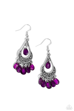 Paparazzi Beachside Ballroom Purple Earrings. #P5DA-PRXX-046XX. Flirty Filigree fringe. Fishhook