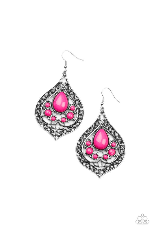 New Delhi Nouveau Pink Earrings Paparazzi Accessories. #P5WH-PKXX-237XX. Get Free Shipping.