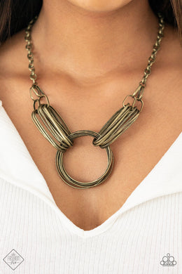 Paparazzi Necklace ~ Lip Sync Links - Brass Necklace August 2021 Fashion Fix