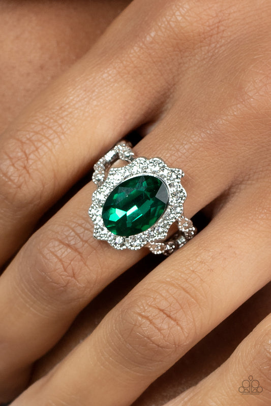Oval Office Opulence Green Ring Paparazzi Accessories. Get Free Shipping! #P4DA-GRXX-062XX