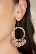 Load image into Gallery viewer, ​Trinket Tease Copper Earrings Paparazzi Accessories. Get Free Shipping. #P5WH-CPXX-153XX
