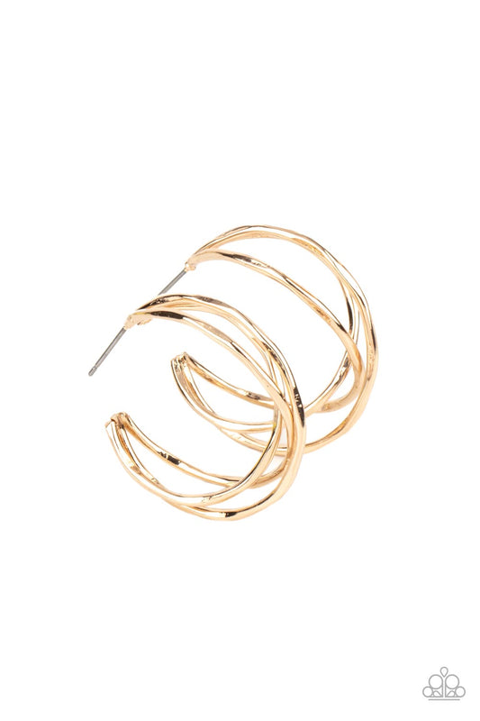 Paparazzi City Contour - Gold Hoop Earrings #P5HO-GDXX-227XX. Get Free Shipping