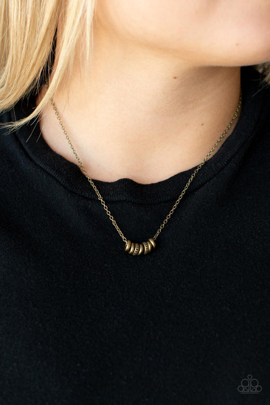 Dainty Dalliance Brass Necklace Paparazzi Accessories. #P2DA-BRXX-115XX. Subscribe and Save!