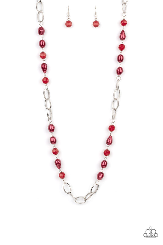 Paparazzi Tea Party Tango Red Long Necklace. #P2WH-RDXX-295XX. Get Free Shipping!