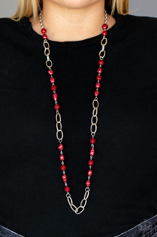 Tea Party Tango - Red Necklace Paparazzi Accessories. #P2WH-RDXX-295XX. Subscribe & Save