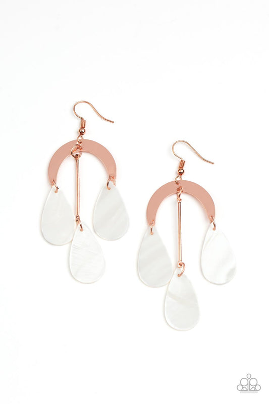 Paparazzi Atlantis Ambience - Copper Earrings. Get Free Shipping. #P5SE-CPSH-114XX.