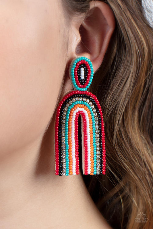 Rainbow Remedy - Multi Earrings Paparazzi Accessories $5 Seed Beads Earrings #P5PO-MTGD-050XX