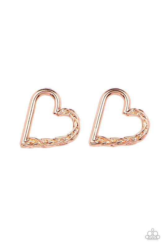 Cupid, Who? - Copper Earring Paparazzi Accessories Copper Studs Post Style 