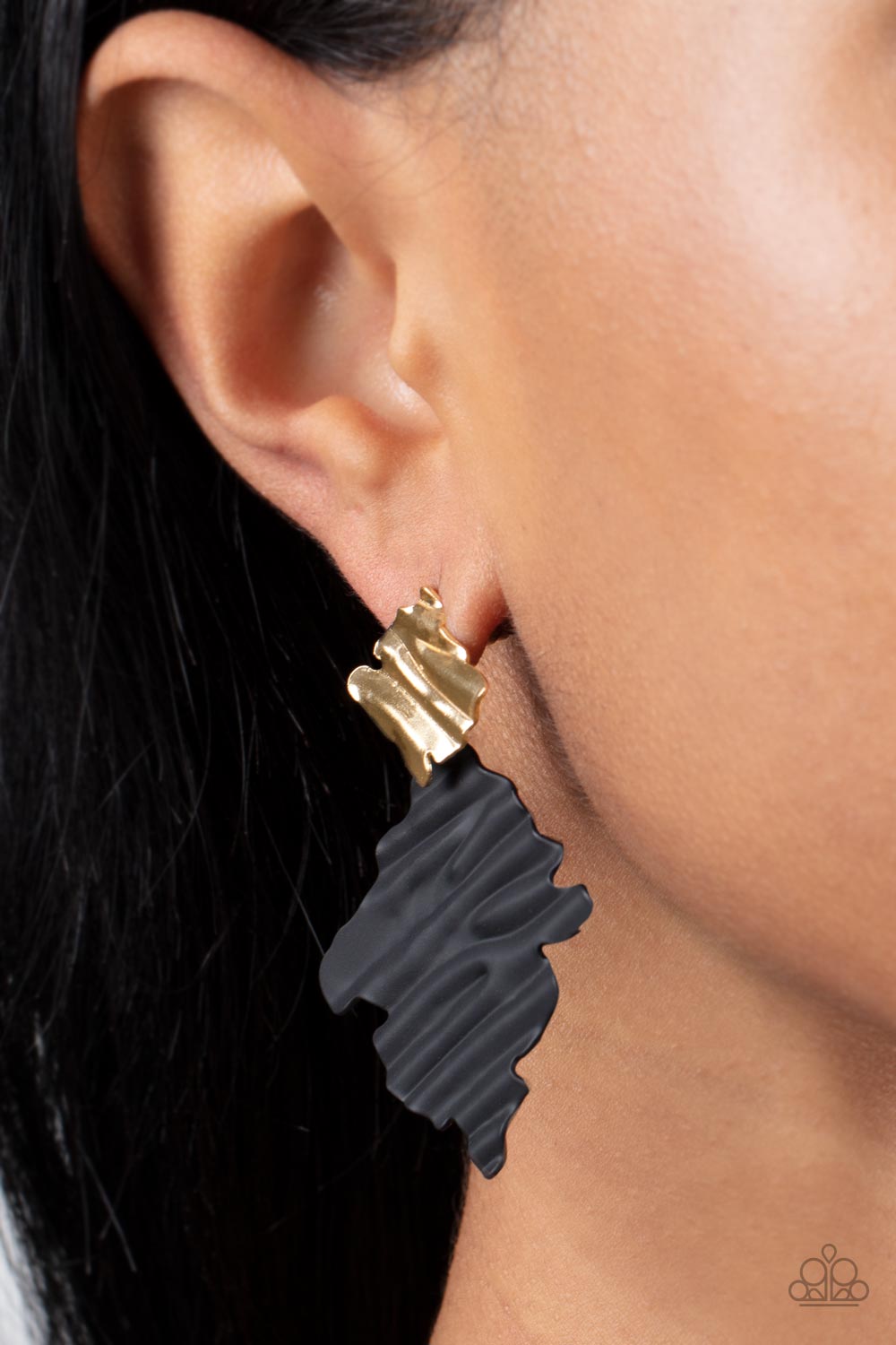 Crimped Couture - Gold Earrings Paparazzi Accessories #P5PO-GDXX-178XX