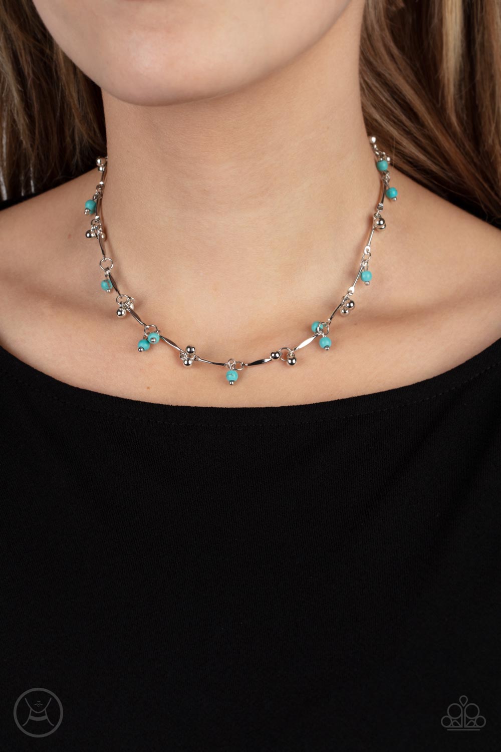 Sahara Social Blue Necklace Paparazzi Accessories Short Necklace $5 Jewelry
