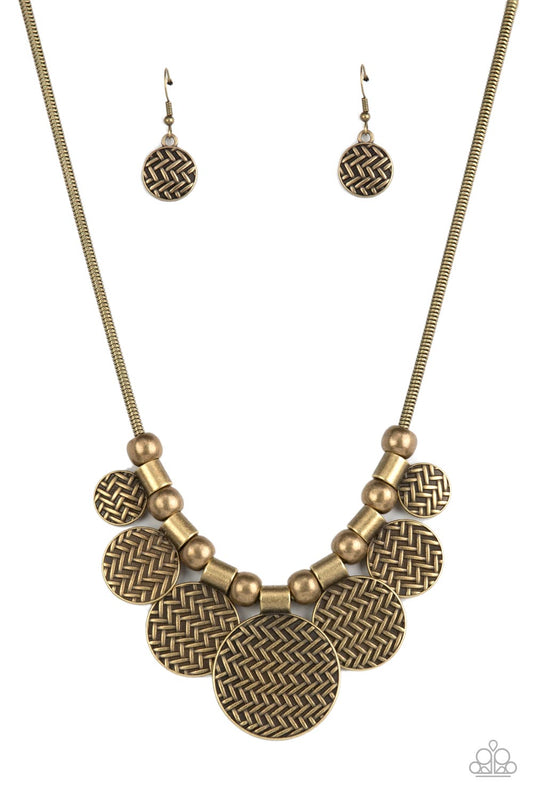 Paparazzi Indigenously Urban Brass Necklace with chunky brass beads. #P2ST-BRXX-102XX. free shipping