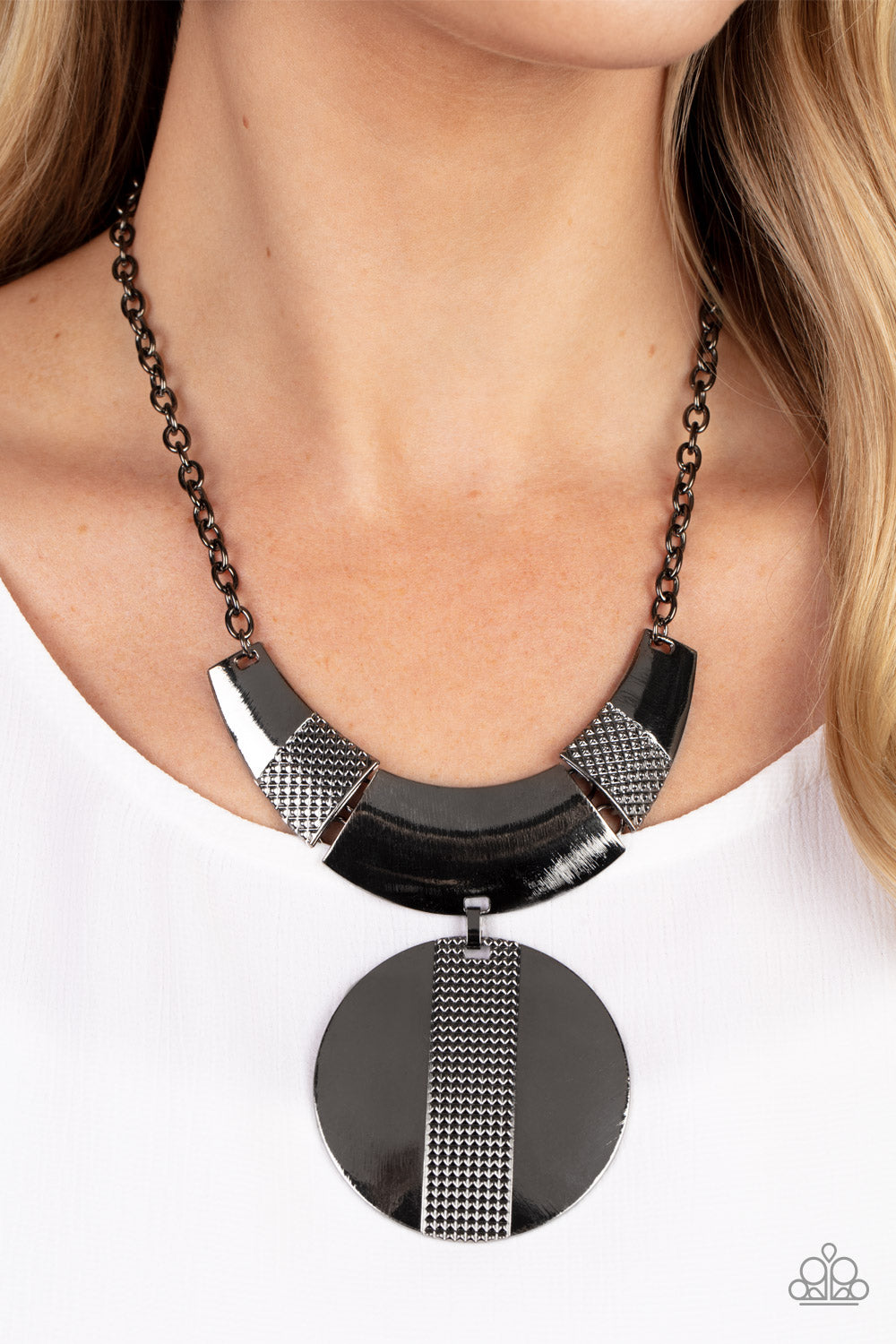 Metallic Enchantress Black Short Necklace Paparazzi Accessories. Subscribe & Save. #P2ST-BKXX-173XX
