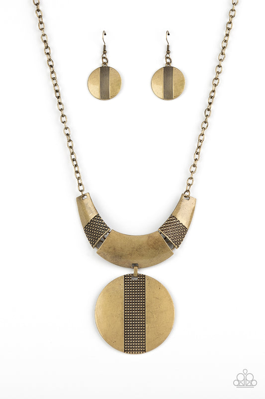 Metallic Enchantress Brass Short Necklace Paparazzi Accessories. Subscribe & Save. #P2ST-BRXX-091XX