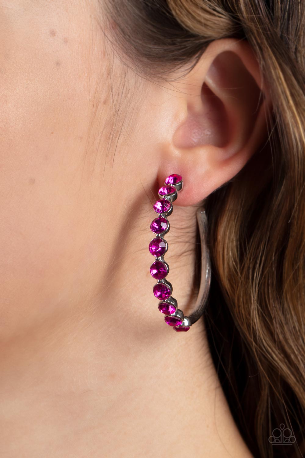 Photo Finish Pink Hoop Earrings Paparazzi Accessories #P5HO-PKXX-035XX