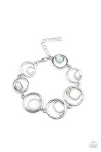 Load image into Gallery viewer, Date Night Drama White Clasp Closure Bracelet Paparazzi Accessories. Get Free Shipping. 
