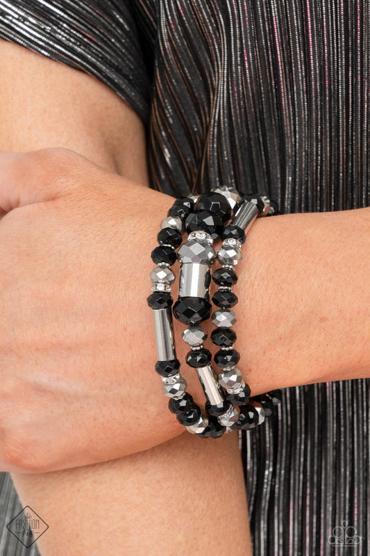 Paparazzi Dynamic Dazzle - Black Bracelet Fashion Fix #P9RE-BKXX-357DX