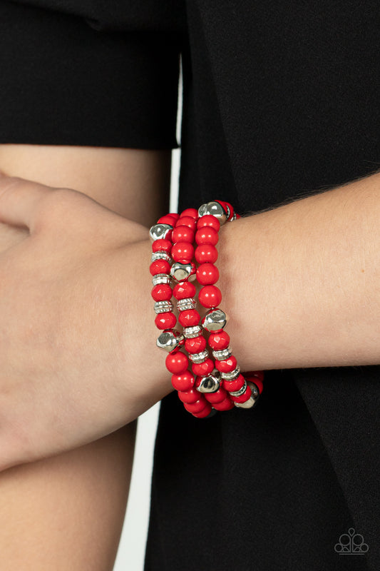 Paparazzi Vibrant Verve Red Bracelet. Get Free Shipping. #P9BA-RDXX-029XX. Coil Wire Bracelet