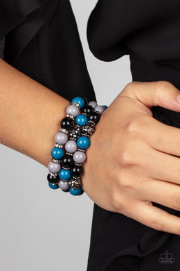 Poshly Packing Multi Colored Beads and Gunmetal Ring Bracelet Paparazzi Accessories.