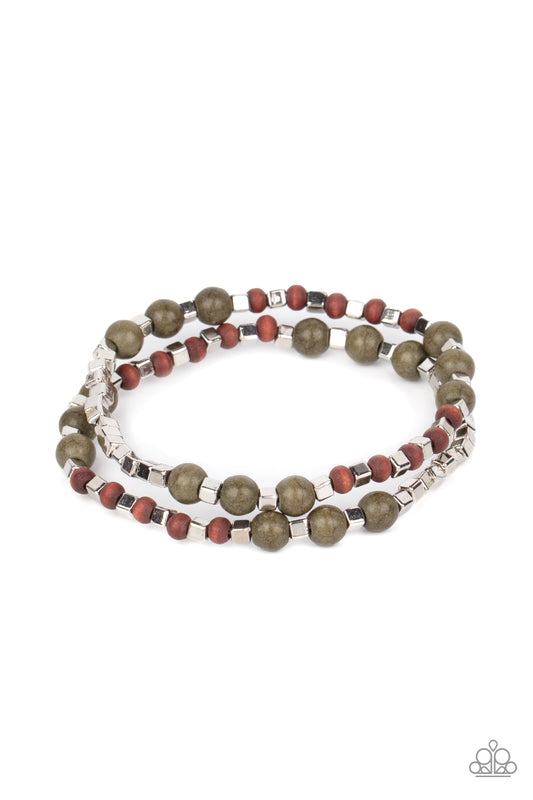 Paparazzi Backcountry Beauty - Green Bracelet #P9SE-GRXX-145XX