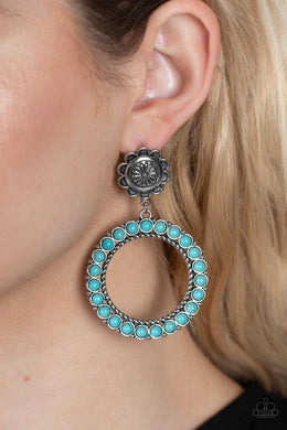 Playfully Prairie - Blue Post Floral Earrings Paparazzi Accessories. #P5PO-BLXX-136XX