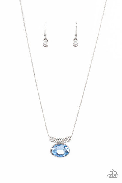 Pristinely Prestigious Blue Necklace Paparazzi $8 Jewelry. Blue Gem Dainty Necklace