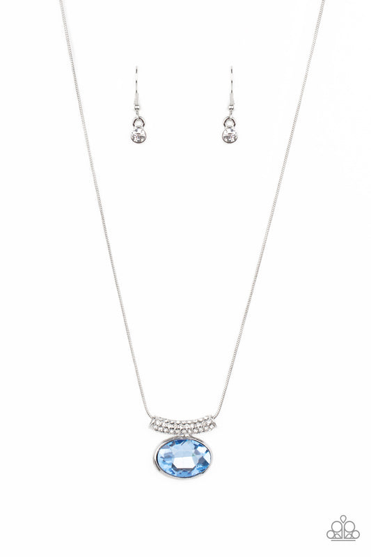 Pristinely Prestigious Blue Necklace Paparazzi $8 Jewelry. Blue Gem Dainty Necklace