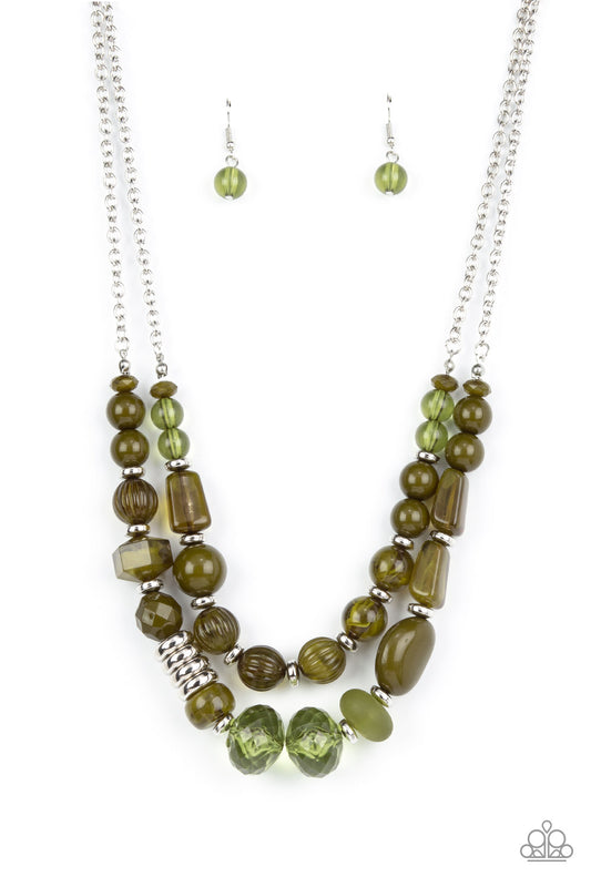 Paparazzi Pina Colada Paradise Green Necklace. #P2ST-GRXX-098XX. Get Free Shipping!