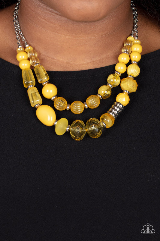 Pina Colada Paradise - Yellow Necklace Paparazzi Accessories #P2ST-YWXX-080XX