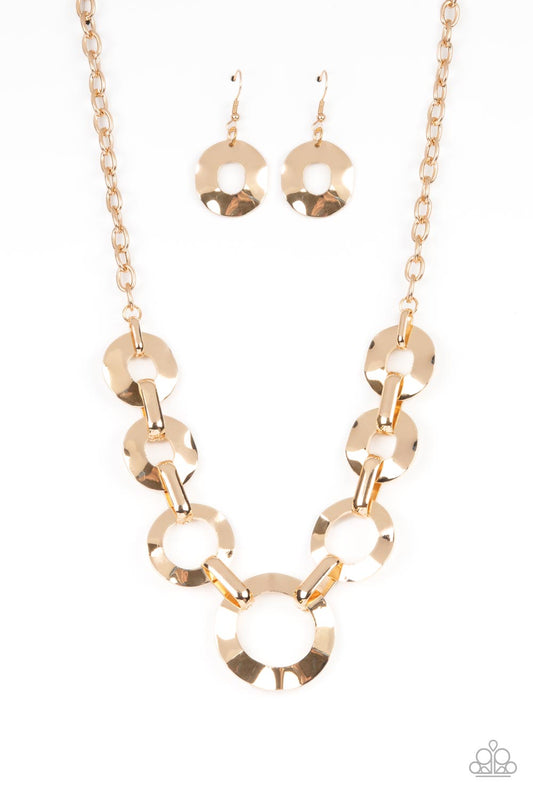Mechanical Masterpiece Gold Short Necklace Paparazzi Accessories. Get Free Shipping.
