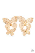 Load image into Gallery viewer, ​Paparazzi Blushing Butterflies Gold Butterfly Earrings. Get Free Shipping.#P5PO-GDXX-189XX
