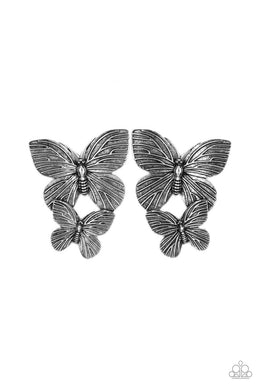 Blushing Butterflies Silver Butterfly Post Earrings Paparazzi Accessories. #P5PO-SVXX-223XX