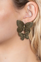 Load image into Gallery viewer, Paparazzi ​Blushing Butterflies Brass Earrings. Get Free Shipping. #P5PO-BRXX-060XX

