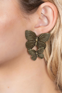 Paparazzi ​Blushing Butterflies Brass Earrings. Get Free Shipping. #P5PO-BRXX-060XX