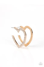 Load image into Gallery viewer, AMORE to Love - Gold Heart Hoop Earrings Paparazzi Accessories #P5HO-GDXX-222XX
