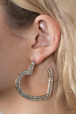 Paparazzi AMORE to Love - Gold Earrings Heart Hoops perfect for Valentine #P5HO-GDXX-222XX