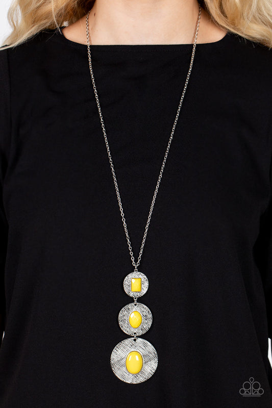 Talisman Trendsetter - Yellow Necklace Paparazzi Accessories. Free Shipping! #P2ST-YWXX-082XX