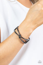 Load image into Gallery viewer, Paparazzi KNOT My First Rodeo Black Bracelet. Subscribe &amp; Save. #P9SE-BKXX-293XX. Gunmetal dainty
