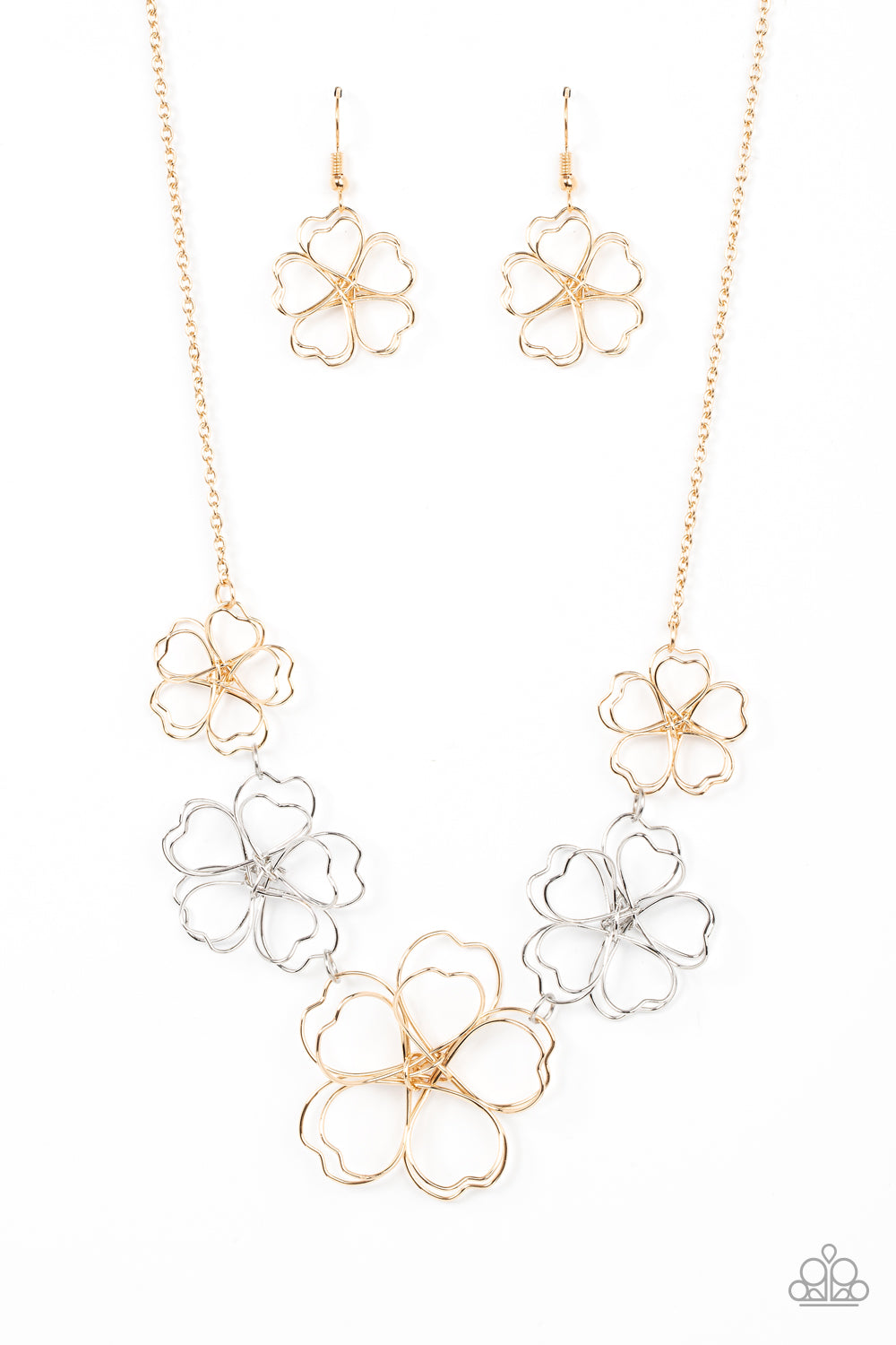 Time to GROW Gold Floral Necklace Paparazzi Accessories. Get Free Shipping. #P2WH-GDXX-146XX