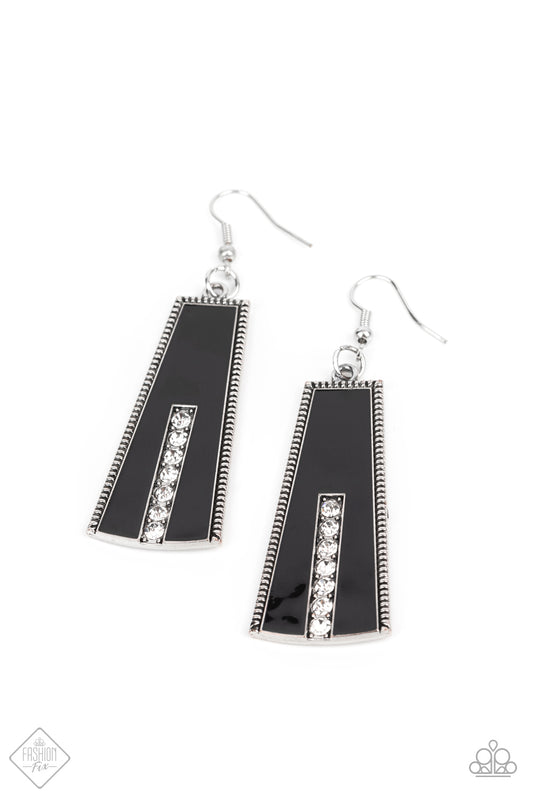 Paparazzi Earrings ~ Demandingly Deco - Black