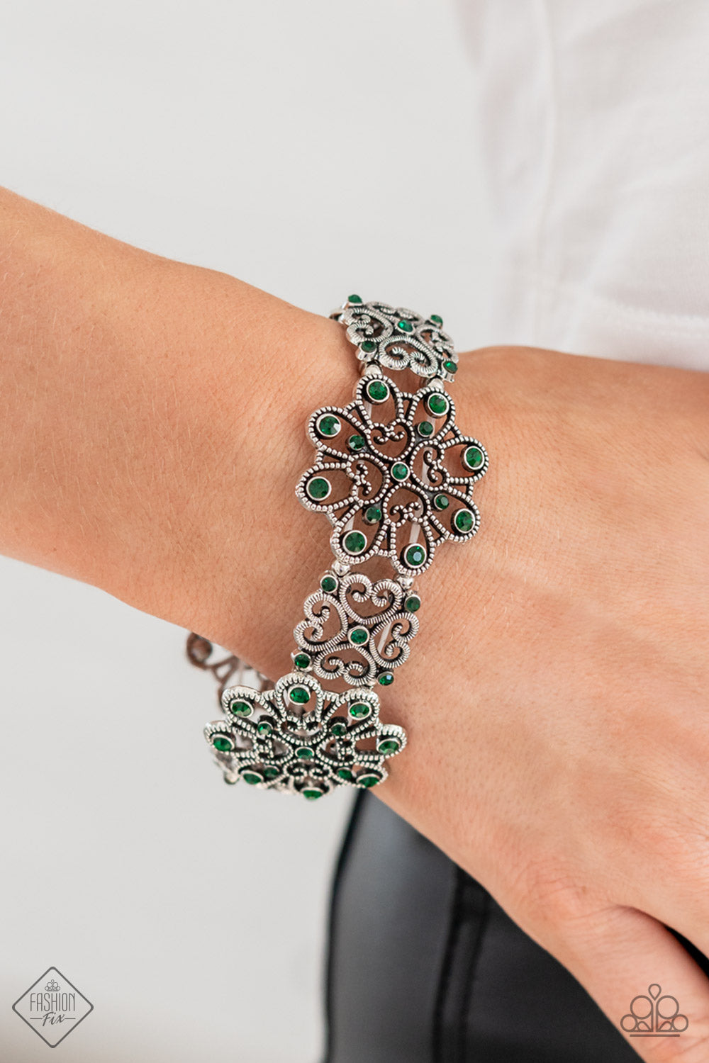 Regal Recognition - Green Bracelet Paparazzi Accessories Fashion Fix Bracelet