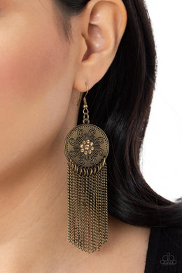 Fringe Control - Brass Earrings Paparazzi Accessories $5 Jewelery! Free Shipping. #P5WH-BRXX-146XX