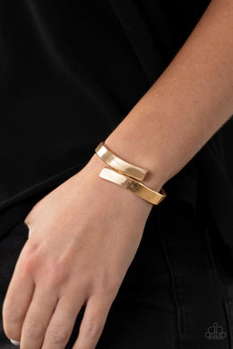 ​​Dare to Flare Gold Bracelets Paparazzi Accessories. #P9SE-GDXX-046XX. Get Free Shipping.